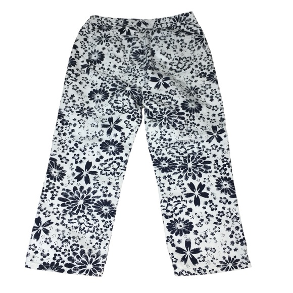 Calvin Klein Jeans Floral Denim Navy White Cropped Jeans - Women’s 10 - Picture 8 of 10